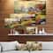 Designart - Sunset Stone Country Cottage - Floral Painting Print on Wrapped Canvas